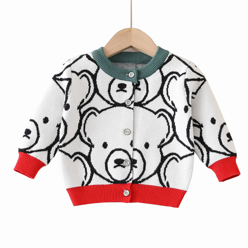 Cartoon Bear Cardigan de manga larga Niños