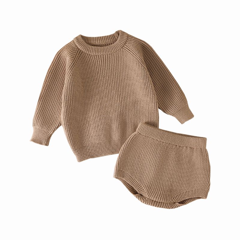Traje de suéter de punto sólido para niños