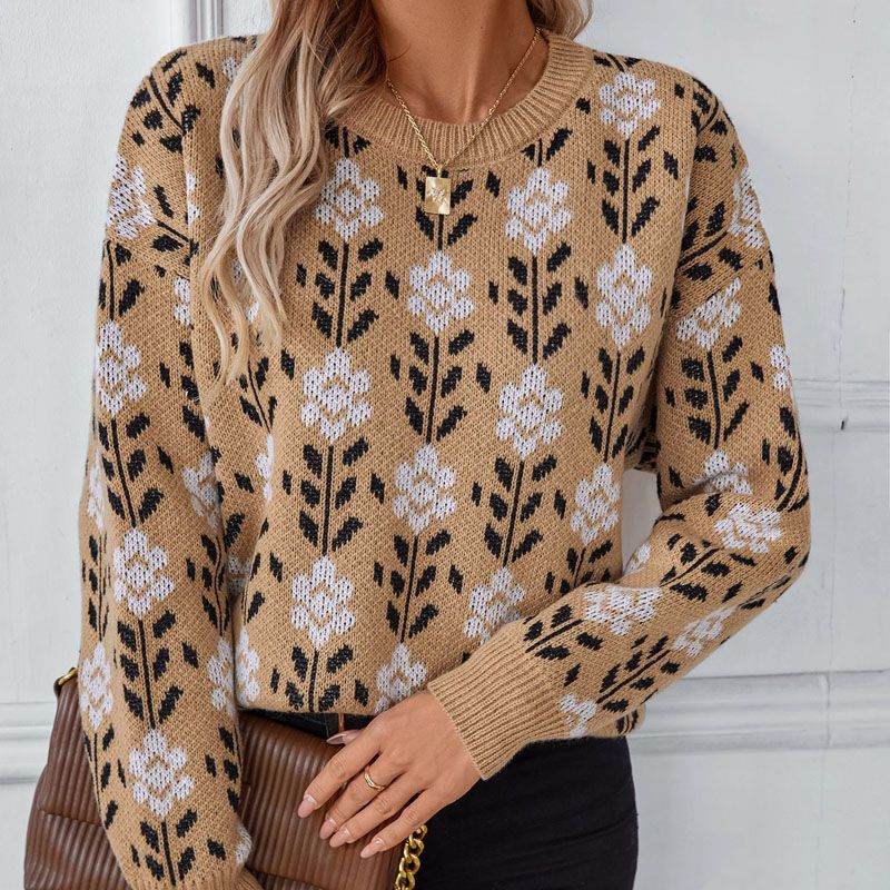 Suéter de punto de punto de jacquard triph crew beak