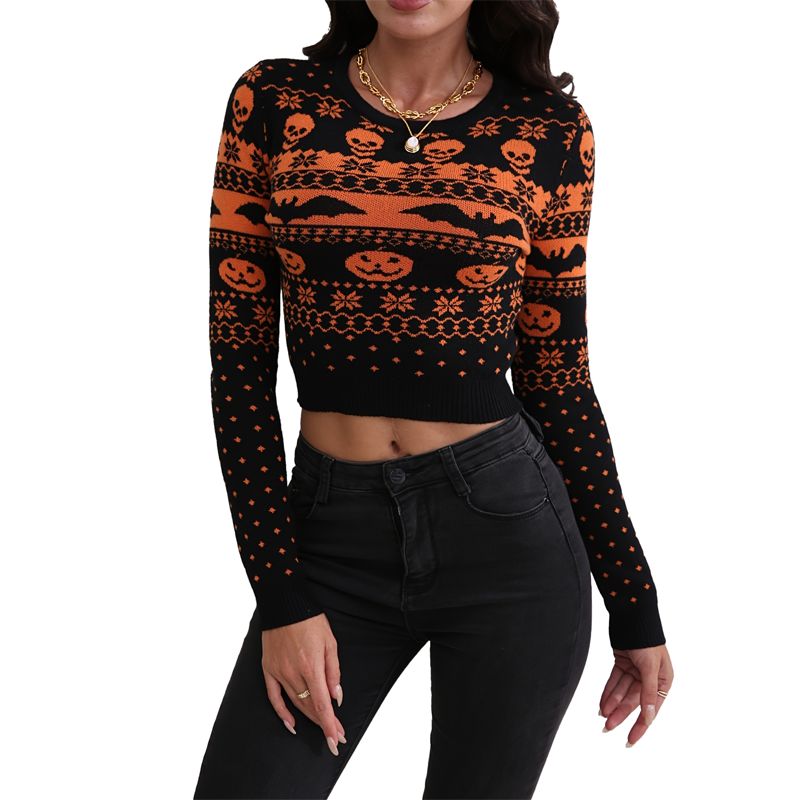 Halloween desnudo midriff tops suéter de punto