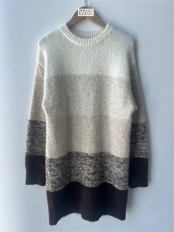 Sweater de suéter de punto de juerga a rayas de algodón largo