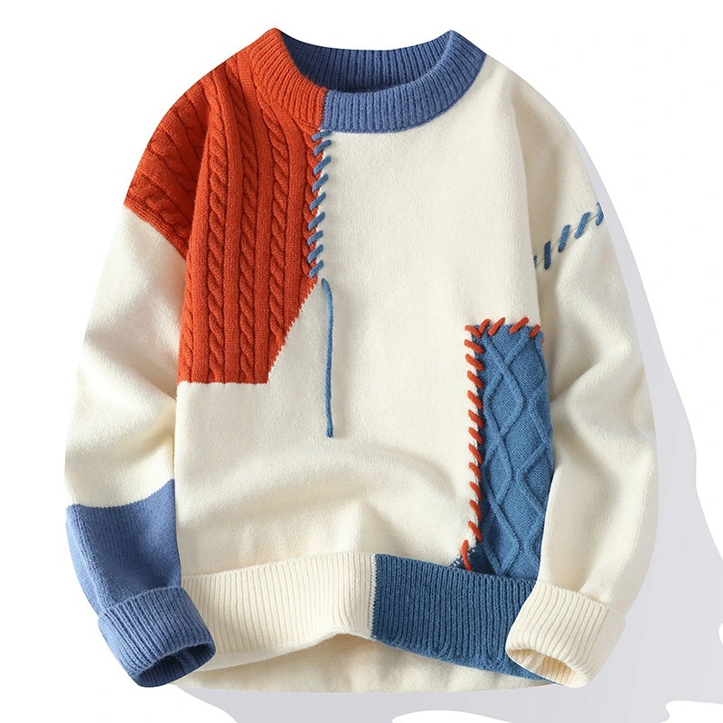 Suéter de bloques de color del jersey de la tripulación para hombres