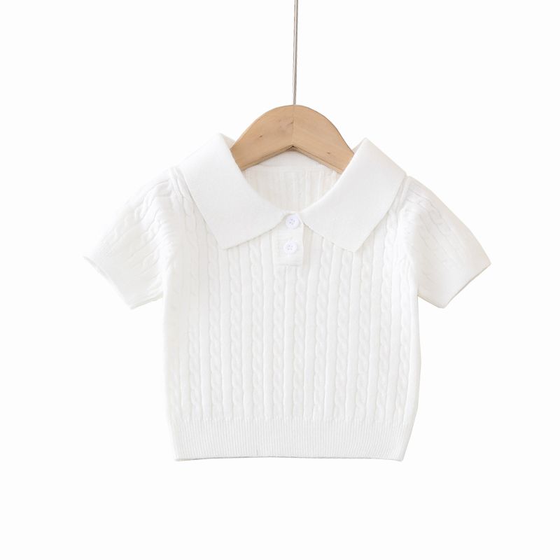 Color sólido Jacquard Half Cardigan Sweater Niños