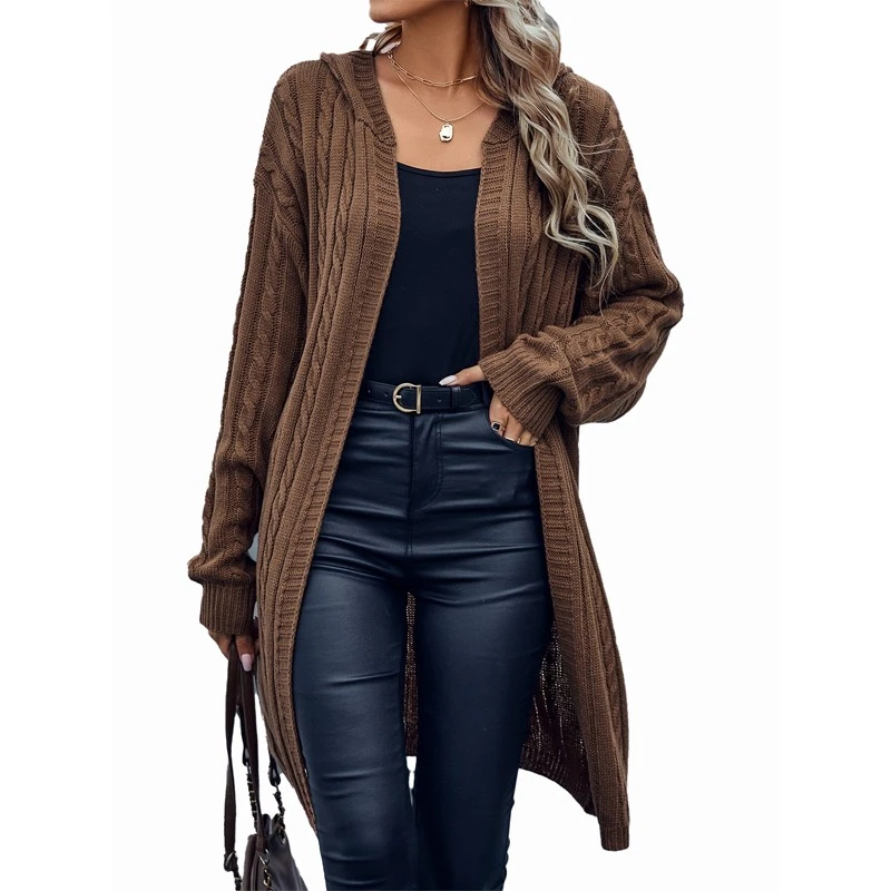 Suéter de sudadera con capucha larga de mujeres