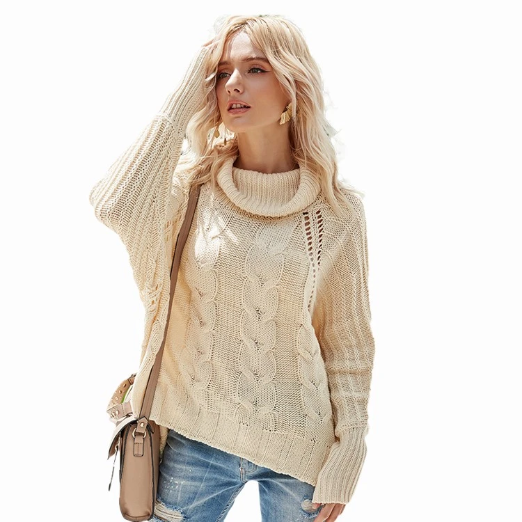 Suéter Jacquard de cuello de tortuga para mujeres