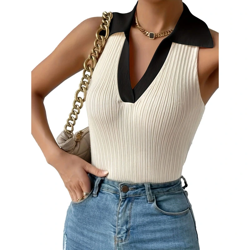 Mujeres v cuello ajustado suéter de ajuste